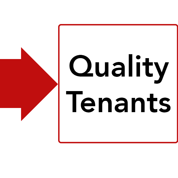 Quality Tenants Quality Tenants inside a box with red border line and an arrow point right