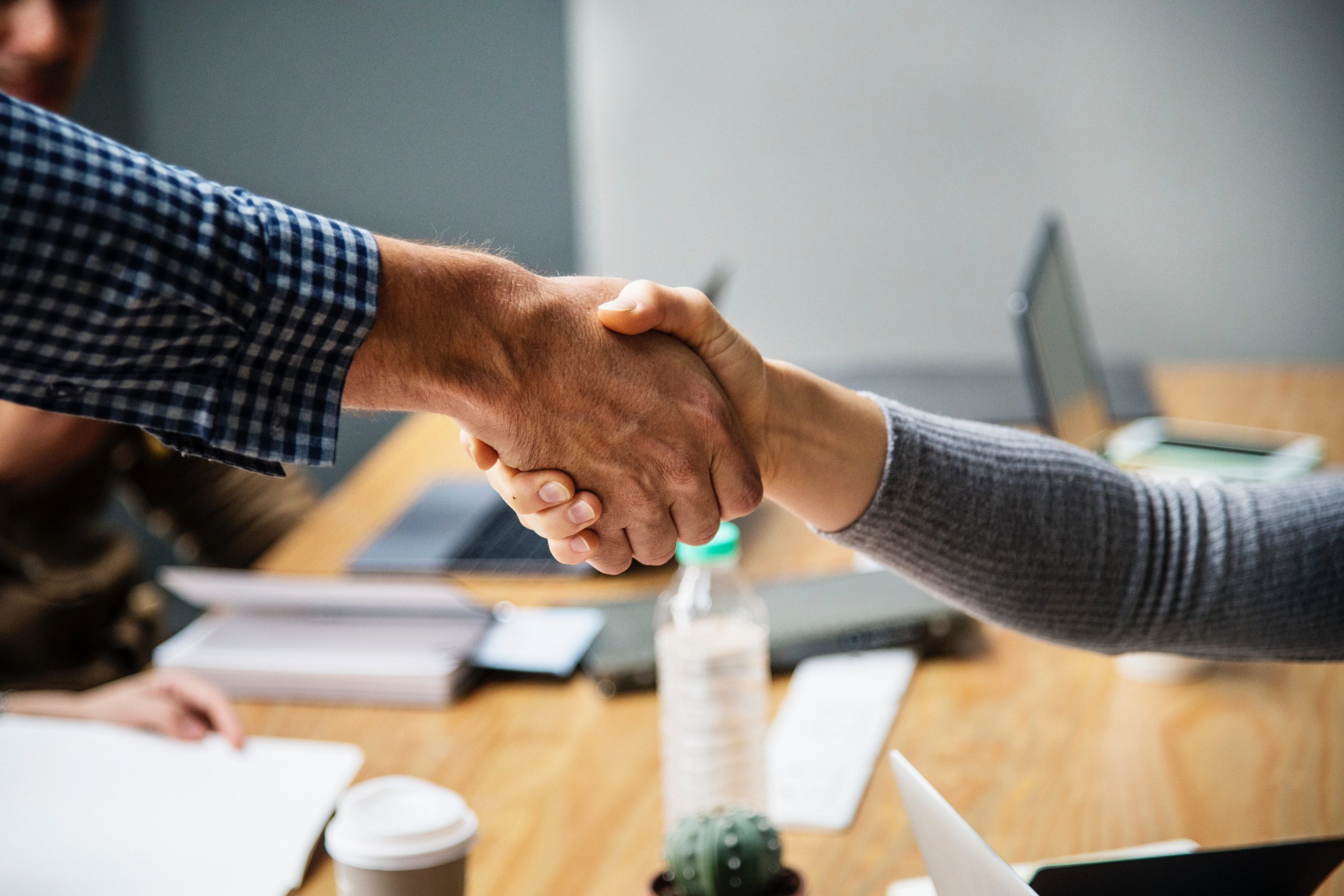 Shake hands of two adults doing business deal collaboration